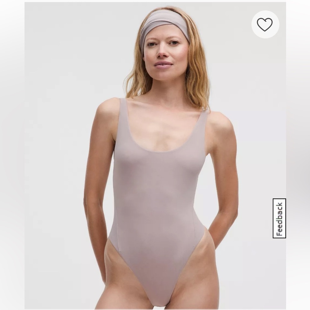Lululemon Wundermost Low-Scoop-Back Bodysuit Nulu Mesh Sleeveless mauve grey XL